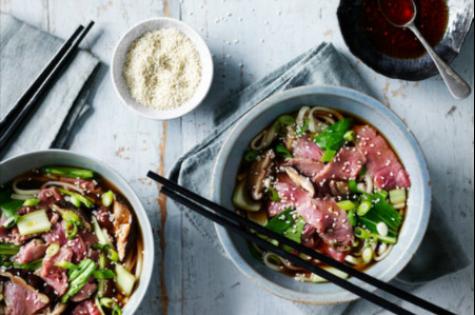 Beef and mushroom noodle soup