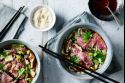 Beef and mushroom noodle soup