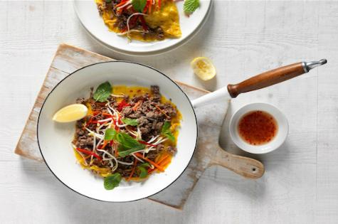 Crispy vietnamese beef mince pancake