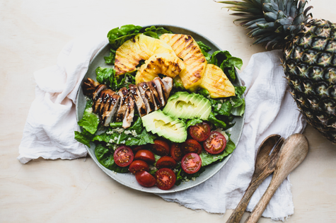 Teriyaki chicken and grilled pineapple salad - cover photo - motherpedia